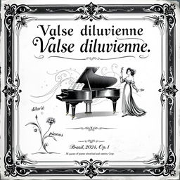 A stunning vintage black and white sheet music cover for a piano and vocal piece