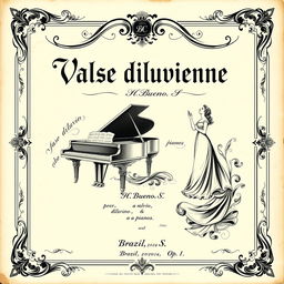 A stunning vintage black and white sheet music cover for a piano and vocal piece