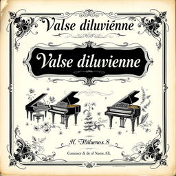 A beautifully crafted vintage black and white sheet music cover for a piano and vocal piece