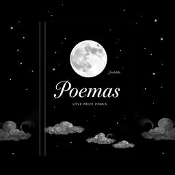 A strikingly elegant cover design for a love poems book titled 'Poemas'