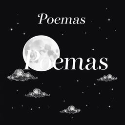 A strikingly elegant cover design for a love poems book titled 'Poemas'