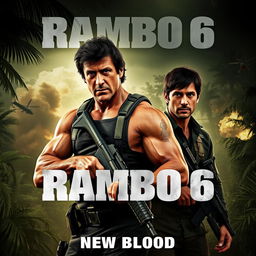 An exhilarating teaser poster for 'Rambo 6: New Blood' featuring Sylvester Stallone reprising his iconic role alongside Jon Bernthal