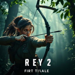 An intense teaser image for 'PREY 2 – First Trailer (2024)' featuring Amber Midthunder in a dynamic and action-packed pose