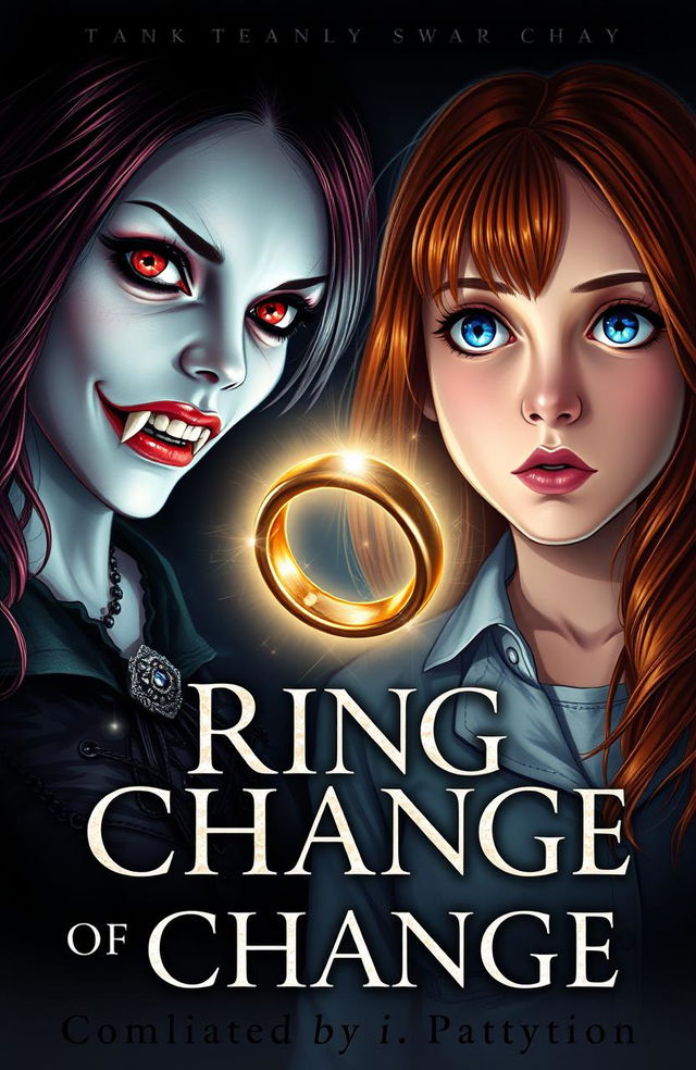 A captivating close-up cover for the book titled 'Ring of Change', featuring two girls who have exchanged bodies