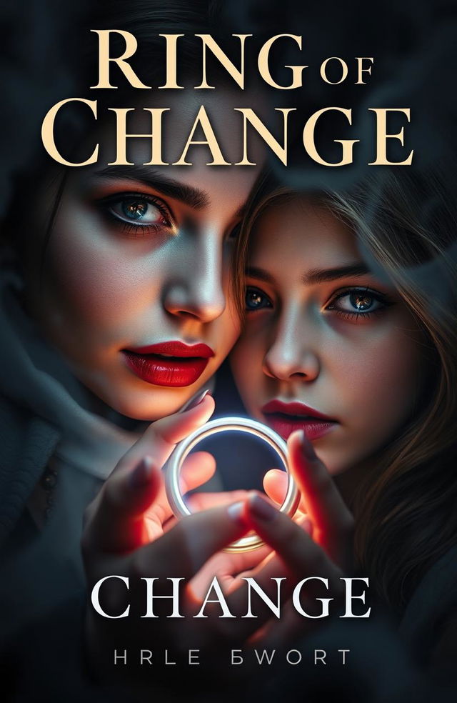 A close-up cover for a book titled 'Ring of Change', featuring a beautiful vampire girl and an ordinary girl who have exchanged bodies