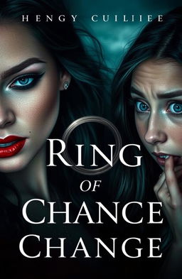 A captivating book cover design for 'Ring of Change', featuring a close-up of two girls exchanging bodies