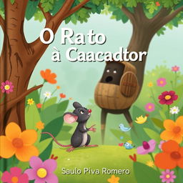 Um ratinho corajoso em uma floresta mágica, explorando seu ambiente com um olhar curioso
