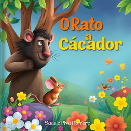 Um ratinho corajoso em uma floresta mágica, explorando seu ambiente com um olhar curioso