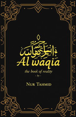 A stunning book cover design for "Kitab Al waqia, the book of reality" by Nur Tahmid