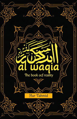 A stunning book cover design for "Kitab Al waqia, the book of reality" by Nur Tahmid