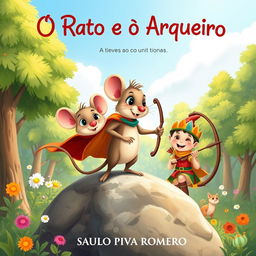 An enchanting illustration for a children's book titled 'O Rato e o Arqueiro' by Saulo Piva Romero