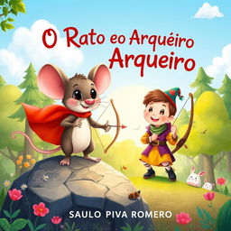 An enchanting illustration for a children's book titled 'O Rato e o Arqueiro' by Saulo Piva Romero