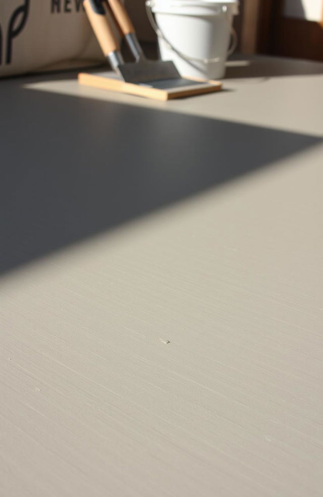 A close-up view of a freshly poured cement slab, showcasing the smooth, grey surface with subtle textures and grain patterns