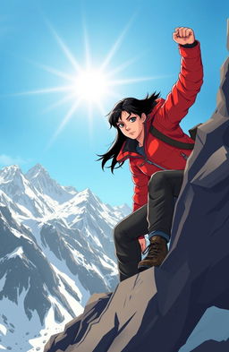 A powerful illustration of courage displayed by a person climbing a steep mountain