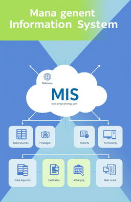 A visually engaging diagram of a management information system (MIS), showcasing the flow of data between various components