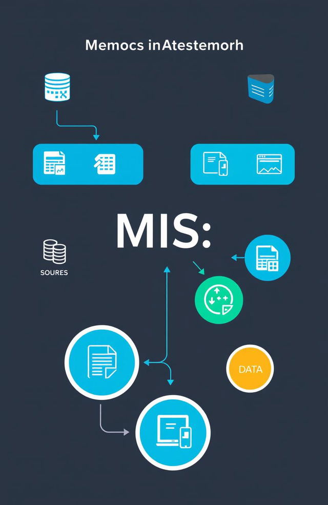 A visually engaging diagram of a management information system (MIS), showcasing the flow of data between various components