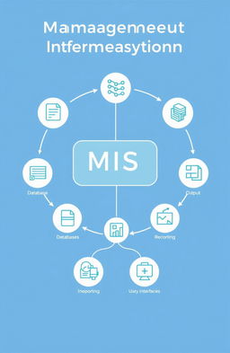 A visually engaging diagram of a management information system (MIS), showcasing the flow of data between various components