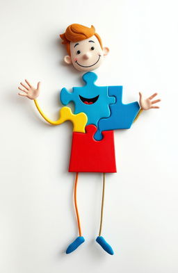 A whimsical and creative interpretation of a puzzle piece that cleverly resembles a man