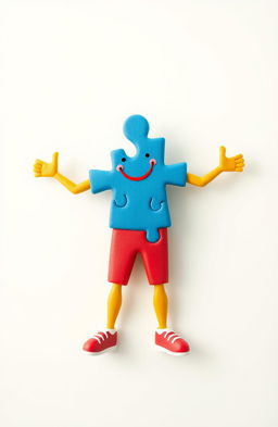 A whimsical and creative interpretation of a puzzle piece that cleverly resembles a man