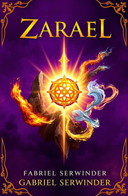 A vibrant fantasy book cover for the novel 'ZARAEL' by Gabriel Serwinder
