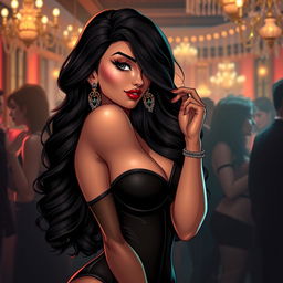 A sultry and alluring character inspired by Louis Griffin, depicted as an attractive adult with striking features, playful expressions, and an engaging pose