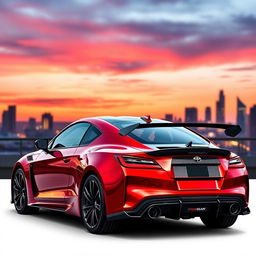 A stylish two-door sports car featuring a moderately sized automatic rear wing and sleek carbon fiber air flags