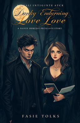 A romantic novel cover illustration featuring a darkly enchanting love story