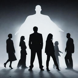 A symbolic representation of 'Indifference to Others'. Depict a figure surrounded by dynamic moving silhouettes, frozen in time, depicting their disregard and apathy towards the busy world around them.