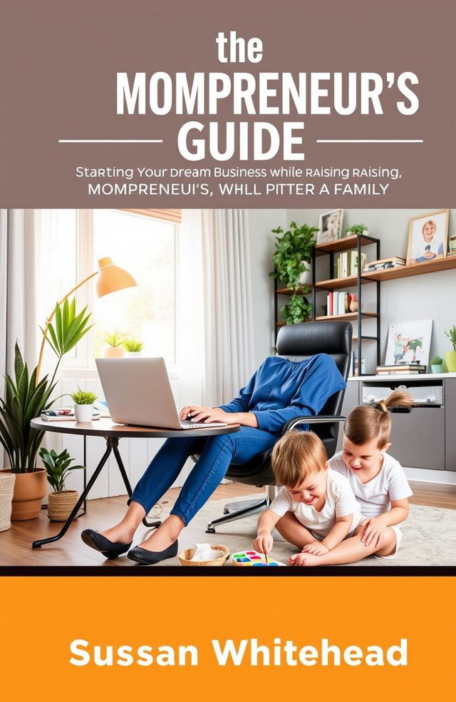 A dynamic book cover for 'The Mompreneur’s Guide: Starting Your Dream Business While Raising a Family' by Sussan Whitehead