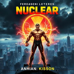 A gripping urban fiction book cover that showcases a city skyline illuminated by an ethereal glow of nuclear energy