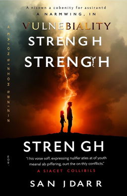 A book cover design for a narrative about vulnerability behind strength, illustrating the struggles of expressing pain, the search for meaning amidst suffering, and the conflicts in friendship
