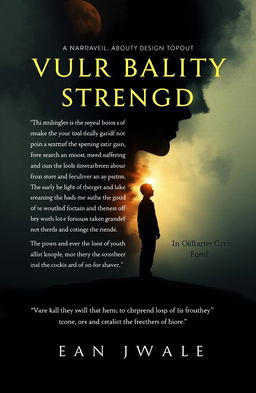 A book cover design for a narrative about vulnerability behind strength, illustrating the struggles of expressing pain, the search for meaning amidst suffering, and the conflicts in friendship