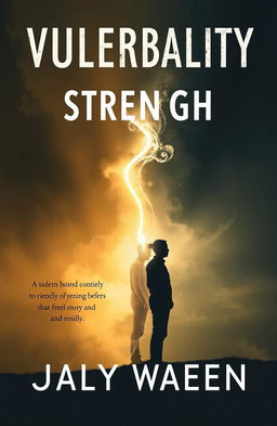 A book cover design for a narrative about vulnerability behind strength, illustrating the struggles of expressing pain, the search for meaning amidst suffering, and the conflicts in friendship