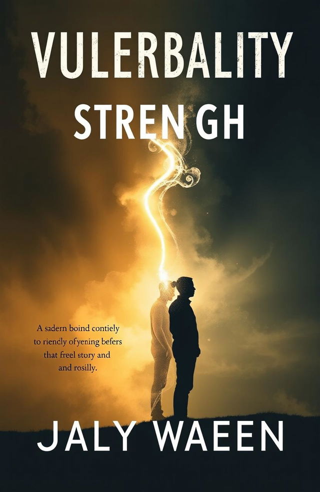 A book cover design for a narrative about vulnerability behind strength, illustrating the struggles of expressing pain, the search for meaning amidst suffering, and the conflicts in friendship