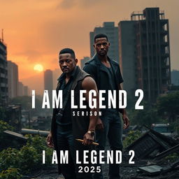 An evocative teaser image for 'I Am Legend 2 (2025)' featuring Will Smith and Michael B