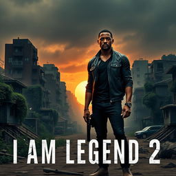 An evocative teaser image for 'I Am Legend 2 (2025)' featuring Will Smith and Michael B