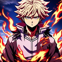 Anime profile picture featuring Rengoku Kyojuro from Demon Slayer in his Hashira uniform with a fiery-themed background.