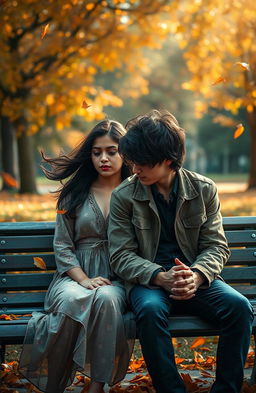 A poignant and poignant scene depicting a broken love story titled 'When Love Fades'
