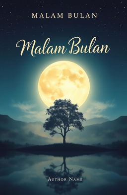 A captivating book cover design for a novel titled 'Malam Bulan'