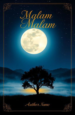 A captivating book cover design for a novel titled 'Malam Bulan'