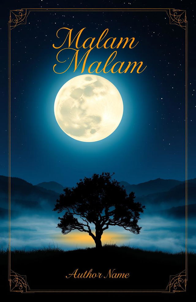 A captivating book cover design for a novel titled 'Malam Bulan'