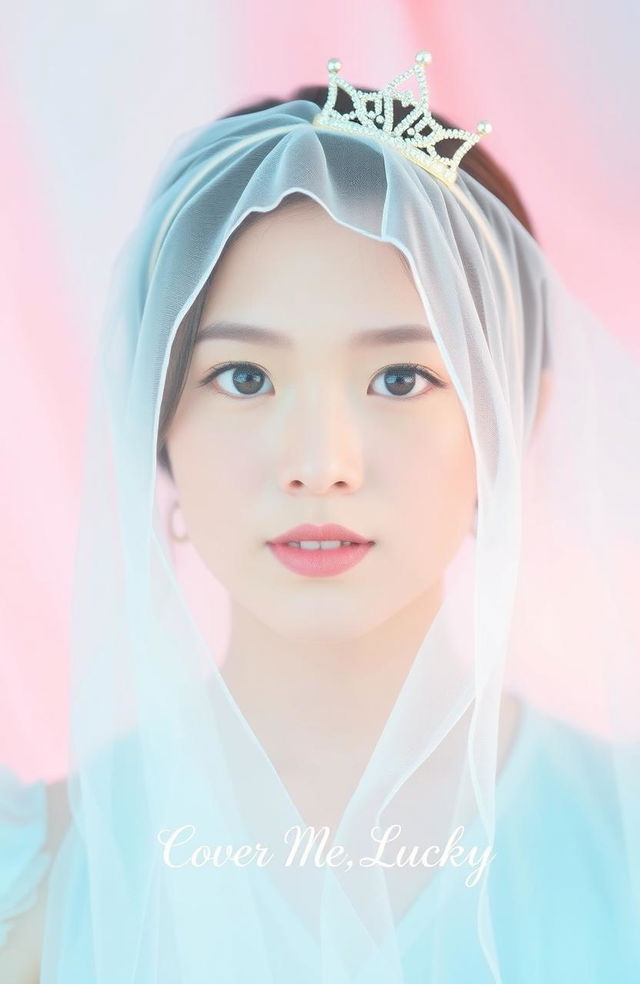 A beautiful girl wearing a transparent veil that softly drapes over her features, exuding an air of mystery