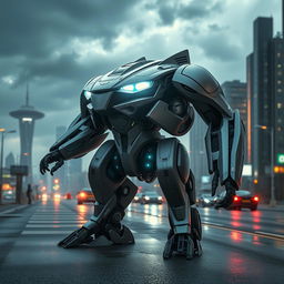 A futuristic Aston Martin-inspired battle robot, featuring sleek lines and elegant curves reminiscent of luxury sports cars