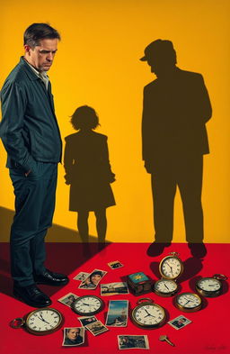 A scene depicting a man standing with a disappointed expression