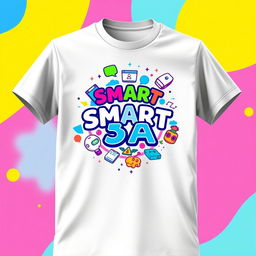 A colorful and modern T-shirt design for 'SMART 3A', featuring a vibrant and eye-catching logo