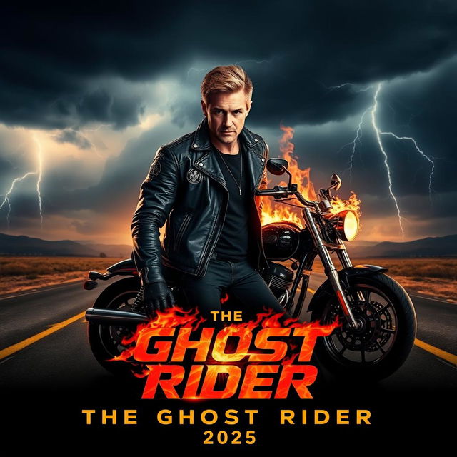 A captivating teaser poster for 'The Ghost Rider (2025)', featuring Jensen Ackles in the lead role