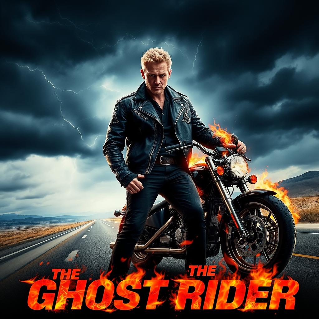 A captivating teaser poster for 'The Ghost Rider (2025)', featuring Jensen Ackles in the lead role