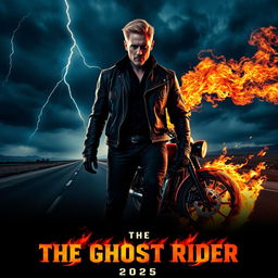 A captivating teaser poster for 'The Ghost Rider (2025)', featuring Jensen Ackles in the lead role