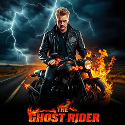 A captivating teaser poster for 'The Ghost Rider (2025)', featuring Jensen Ackles in the lead role