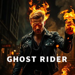A thrilling teaser image for 'Ghost Rider (2025)' featuring Ryan Gosling as the iconic Ghost Rider, depicted in an intense and dynamic pose